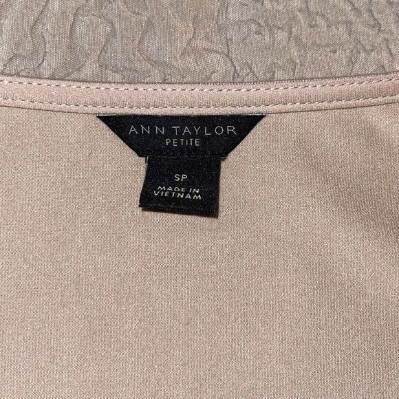 Ann Taylor Petite Long Sleeve Pullover Minimalist Blouse Nude/Tan Size Small Pet - Picture 5 of 8